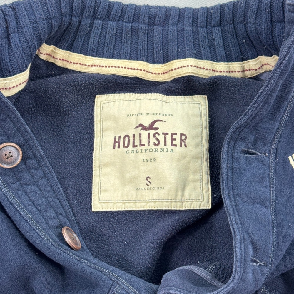 Y2K Hollister Sweater Women's Small Navy Blue Cardigan Mock Neck Button Down - Picture 5 of 6